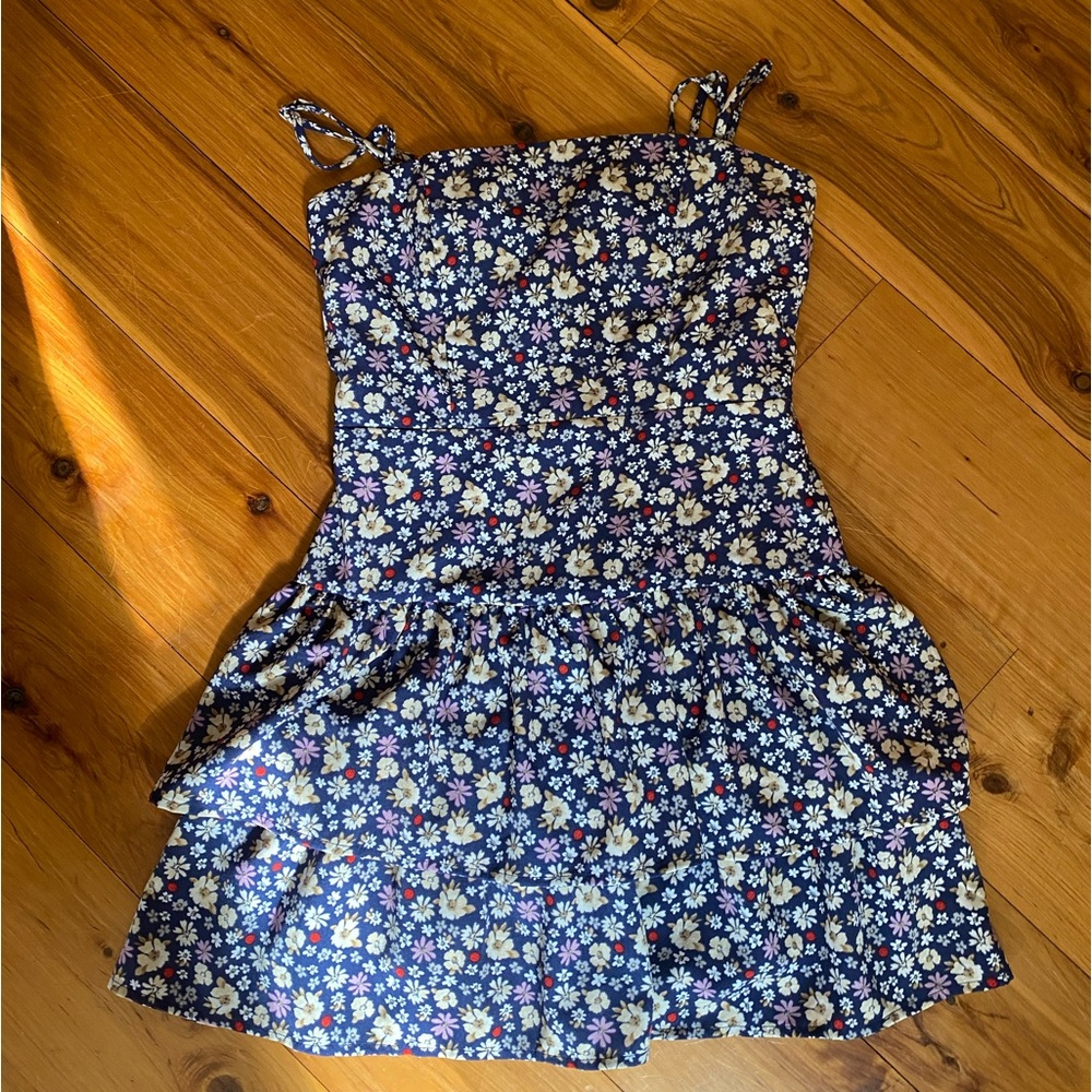 Navy blue flower dress - brand new never worn  - size SMALL